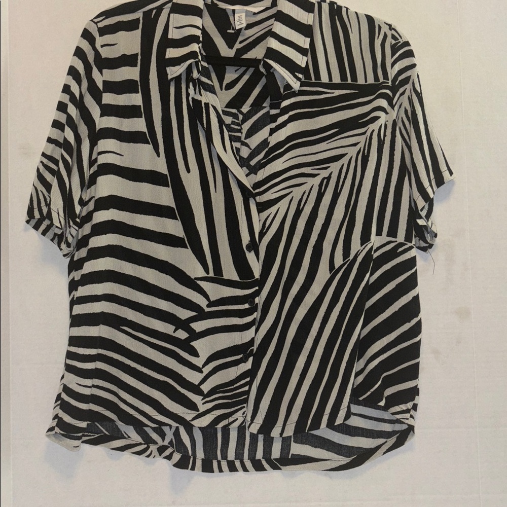 H&M Black and White Striped Button Down Shirt